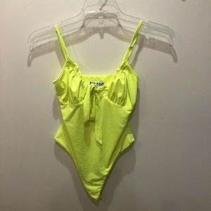 neon yellow tie bodysuit